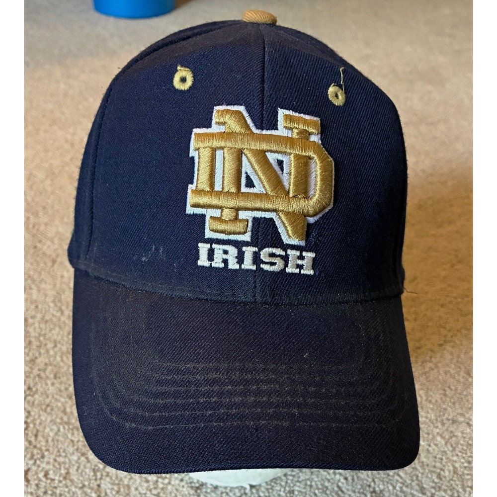 Notre Dame Fighting Irish Navy/Gold Adjustable Cap Hat Shamrock Embroidery